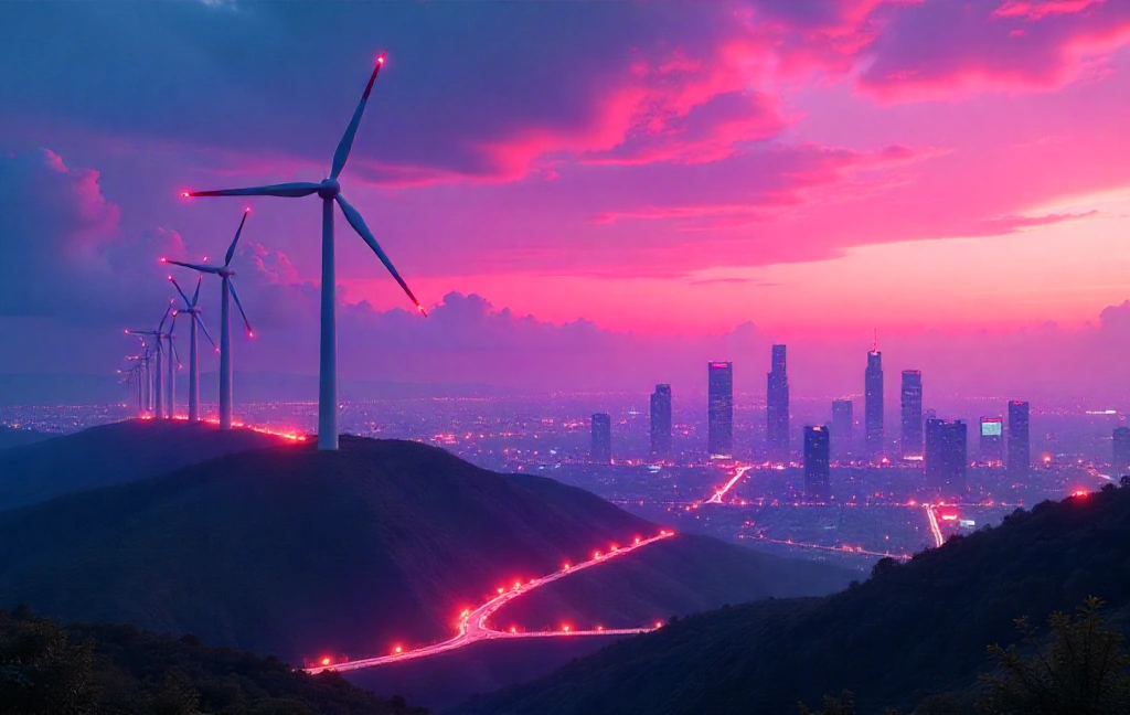 A sweeping view of a large public infrastructure project like a dam or major utility plant