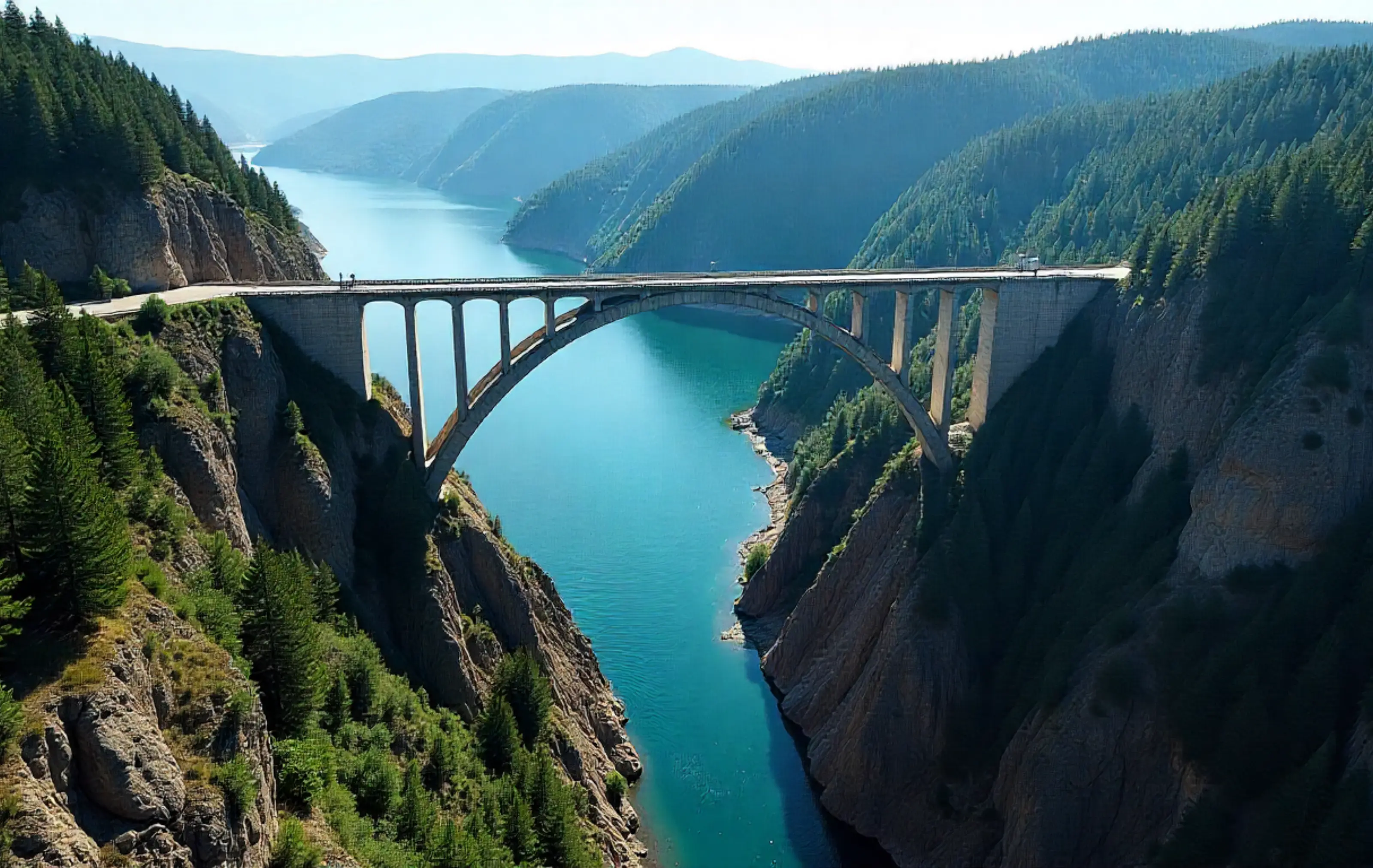 A large bridge under construction over water