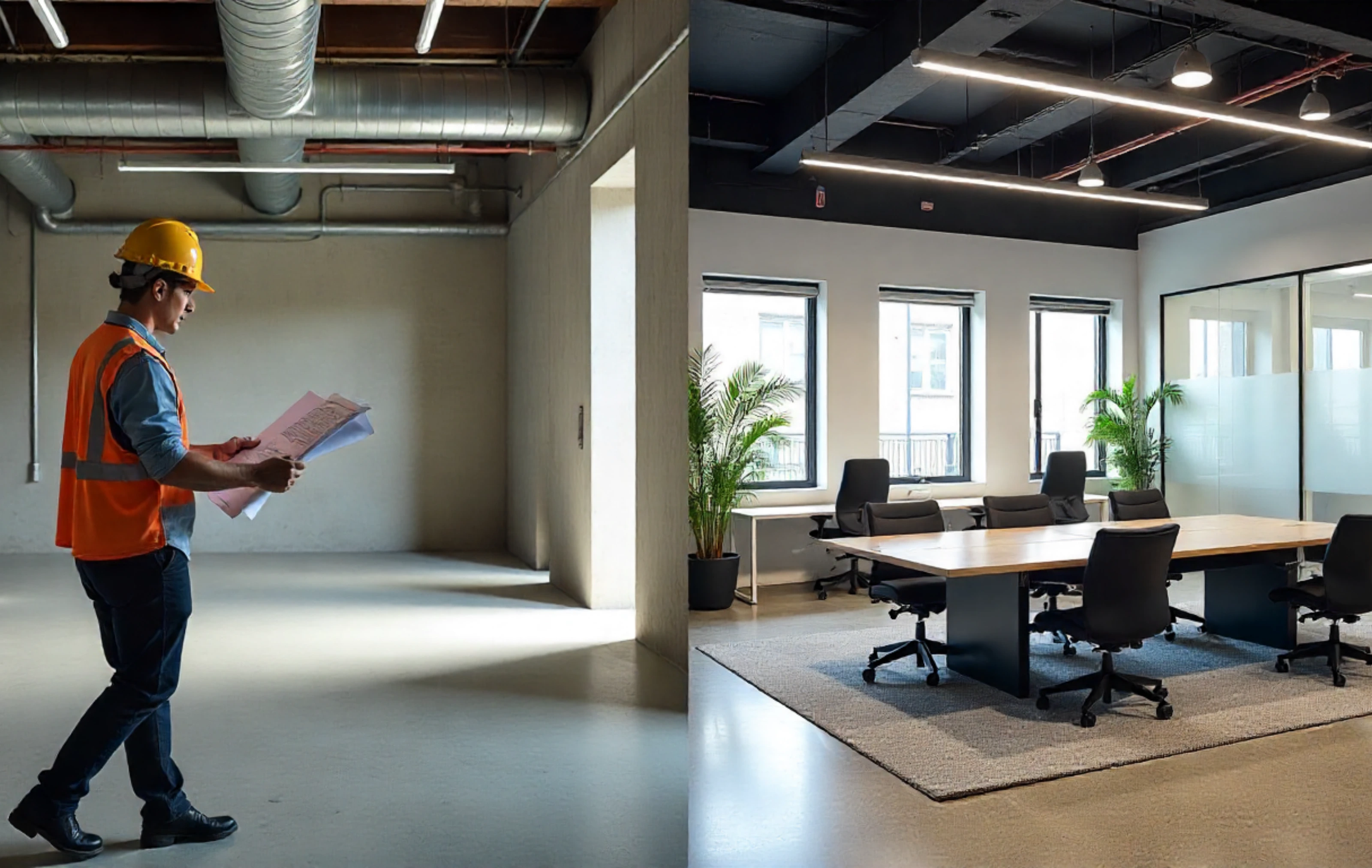 Interior of a commercial space undergoing tenant improvements