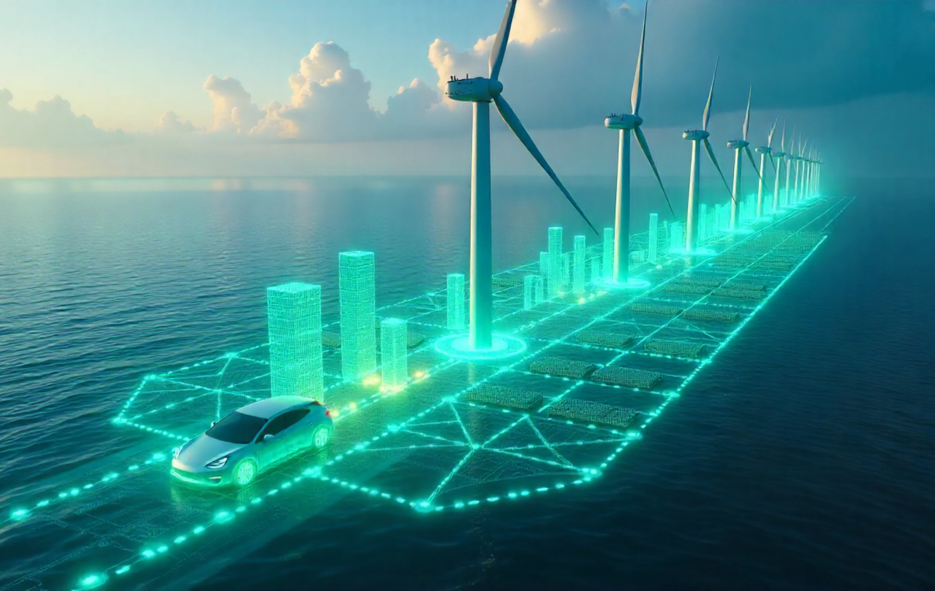 Solar panels and smart grid infrastructure in an urban setting